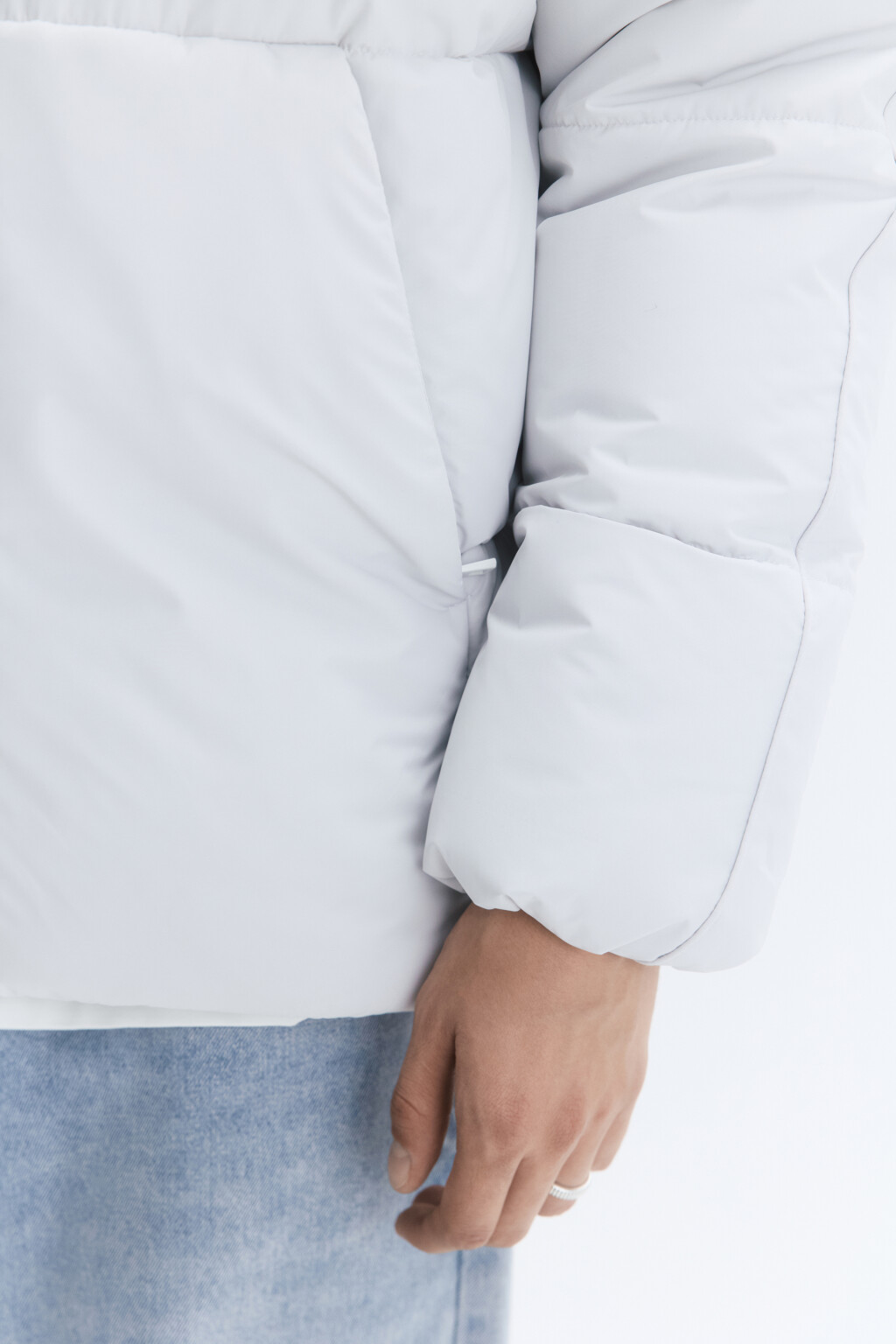 Куртка-пуховик стеганая с капюшоном - цвет серый - 9