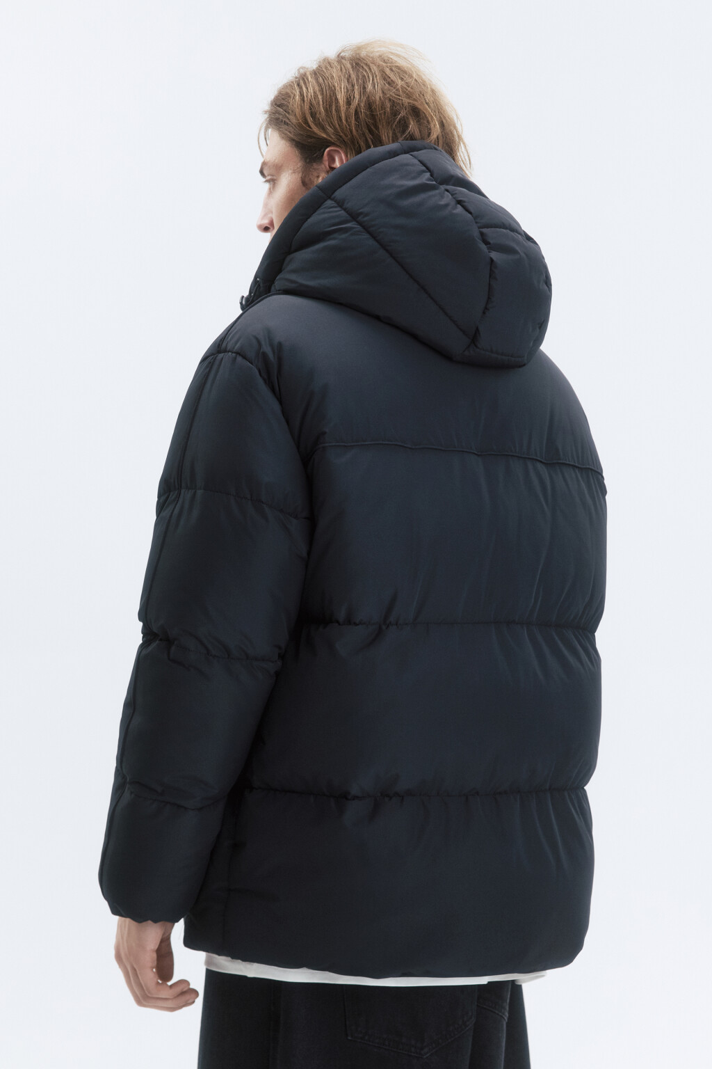 Куртка-пуховик стеганая с капюшоном - цвет черный - 4