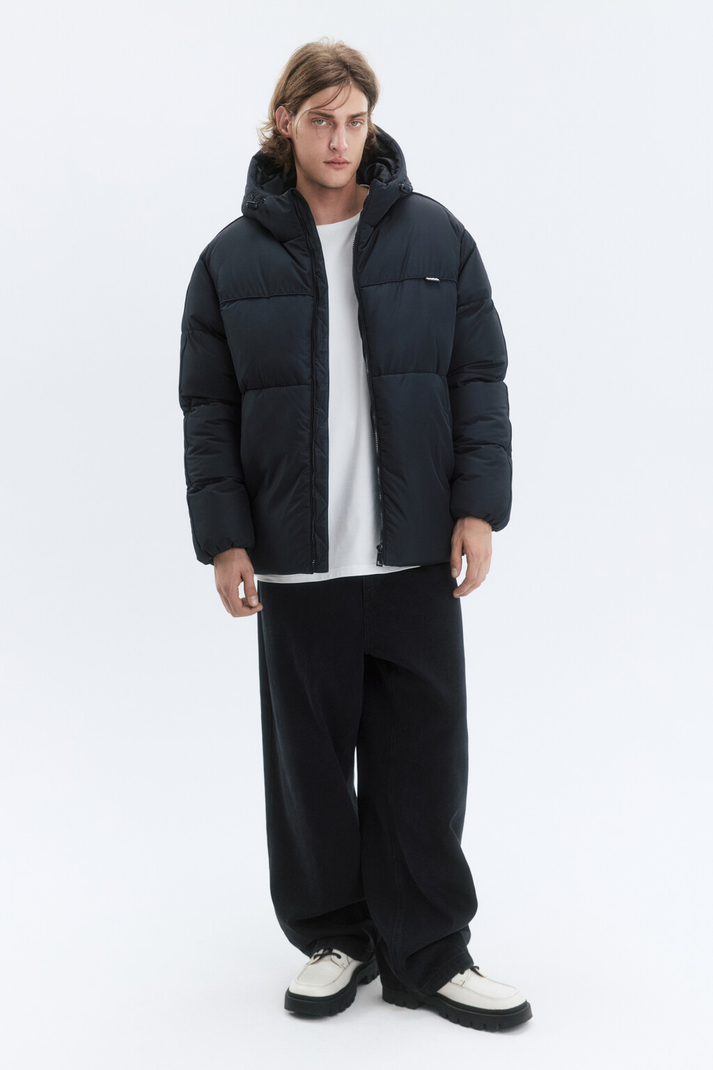 Куртка-пуховик стеганая с капюшоном - цвет черный - 5