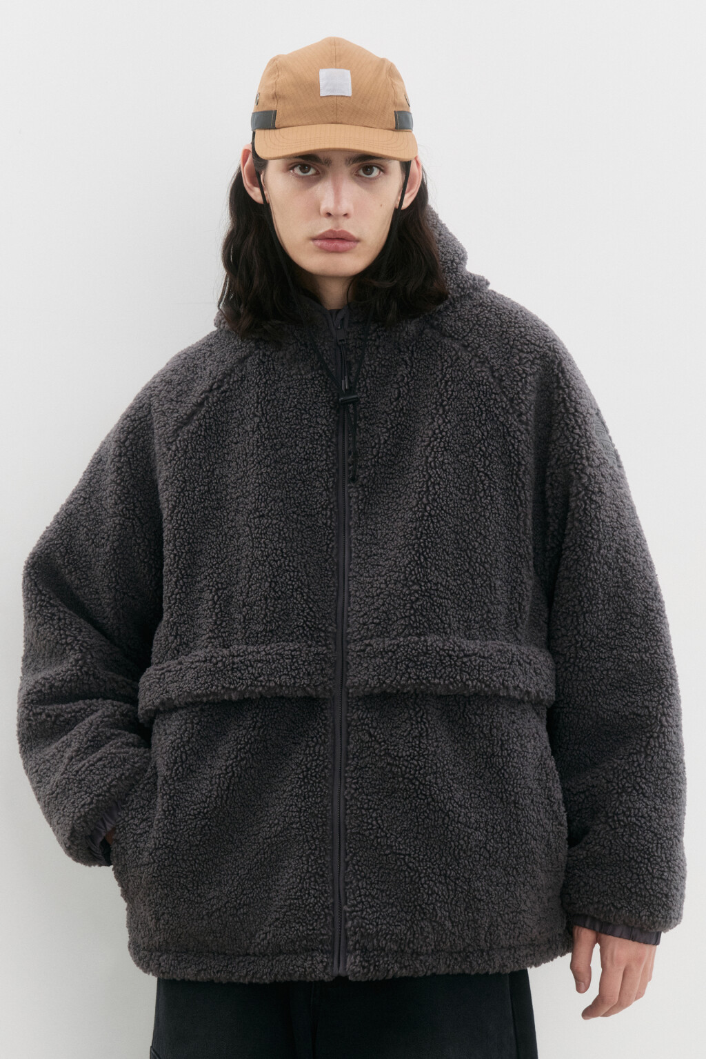 Куртка флисовая утепленная с капюшоном - цвет серый - 4