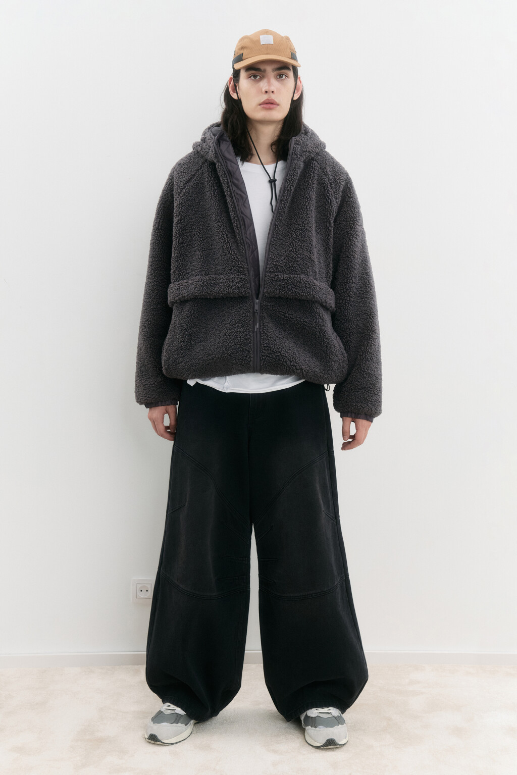 Куртка флисовая утепленная с капюшоном - цвет серый - 1