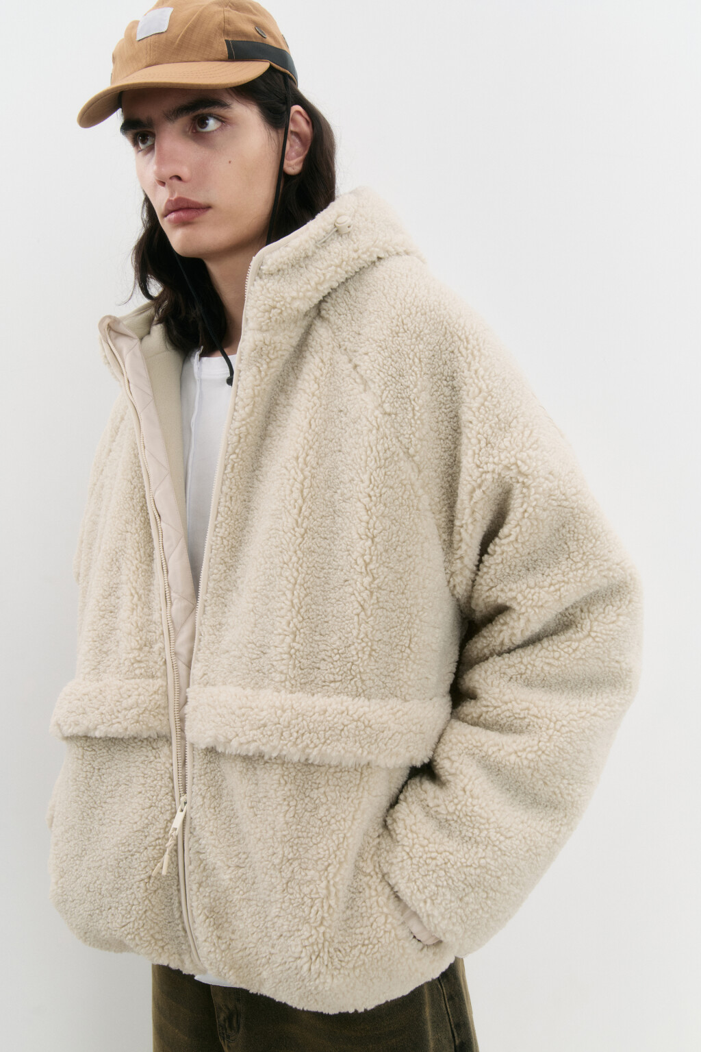 Куртка флисовая утепленная с капюшоном - цвет бежевый - 2