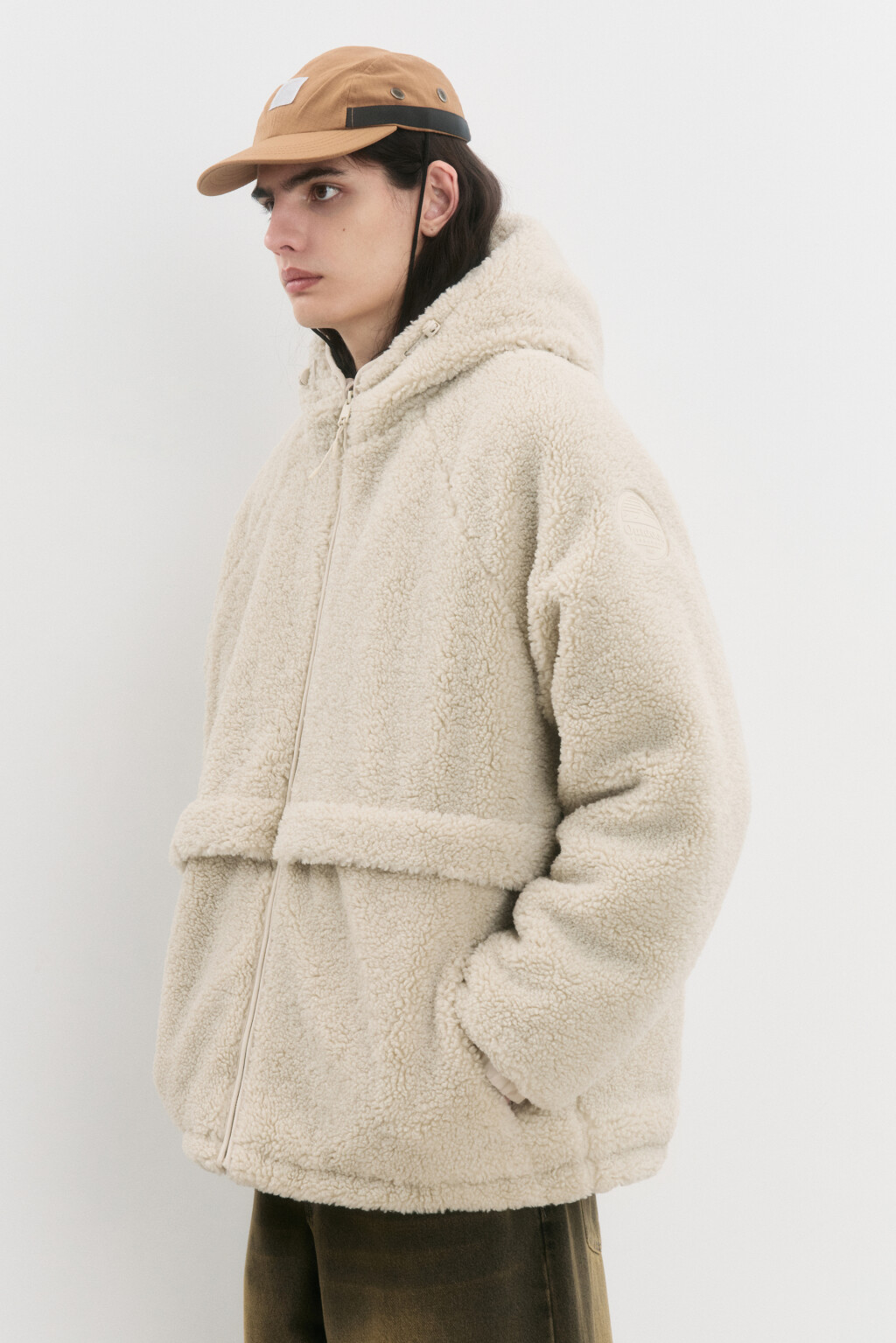 Куртка флисовая утепленная с капюшоном - цвет бежевый - 4
