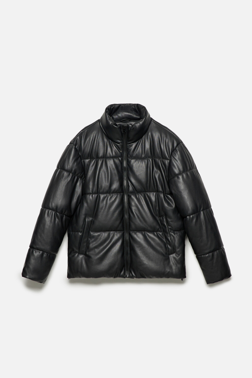 Куртка-пуховик стеганая из искусственной кожи - цвет черный - 10