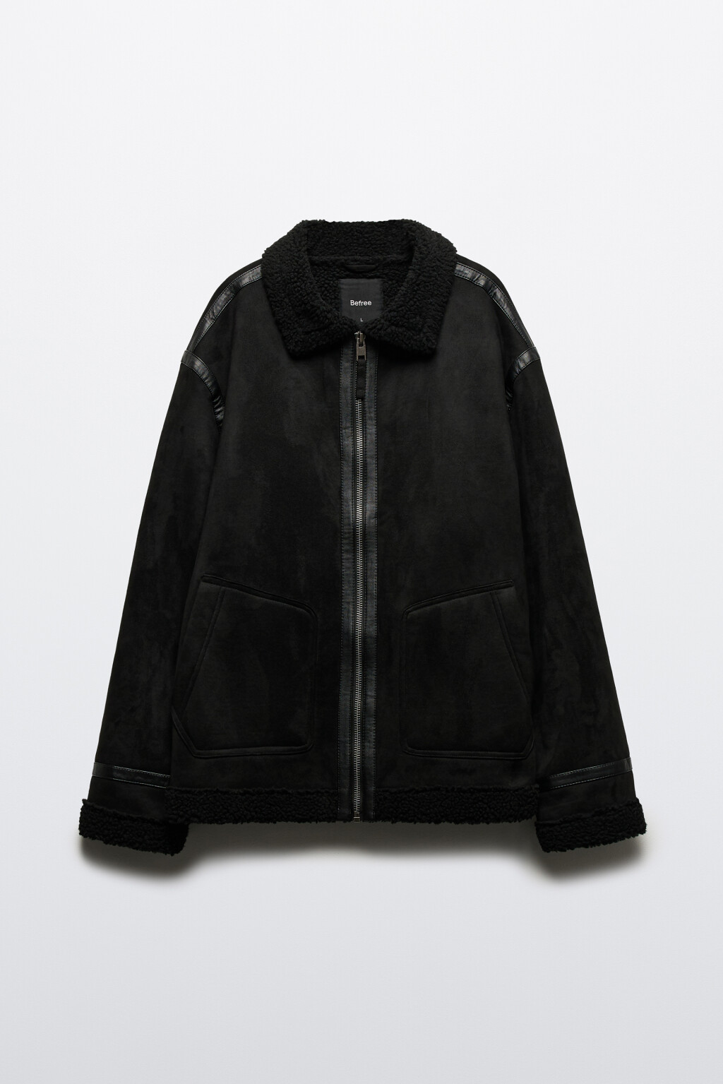 Куртка утепленная с замшевой фактурой - цвет черный - 10