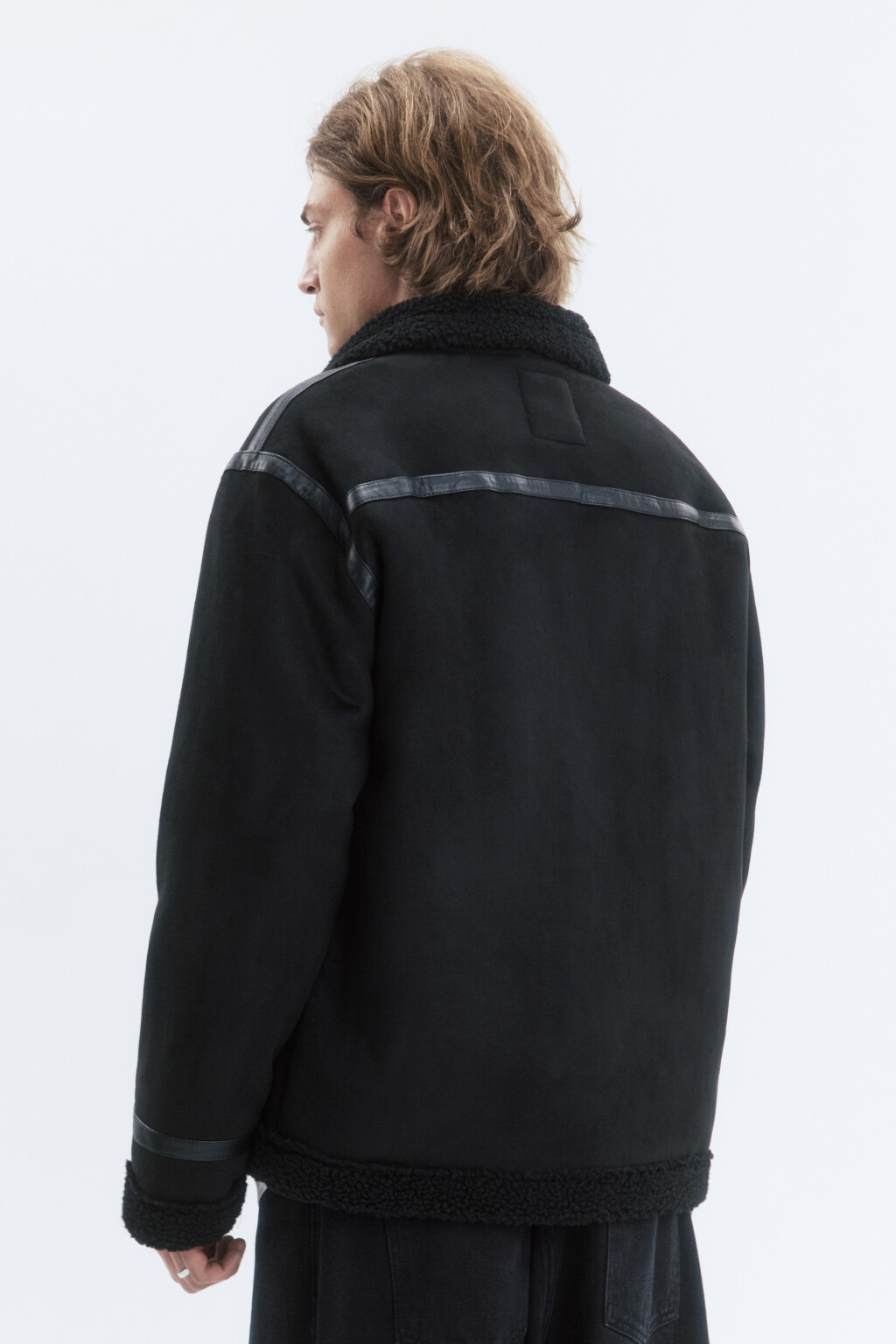 Куртка утепленная с замшевой фактурой - цвет черный - 5