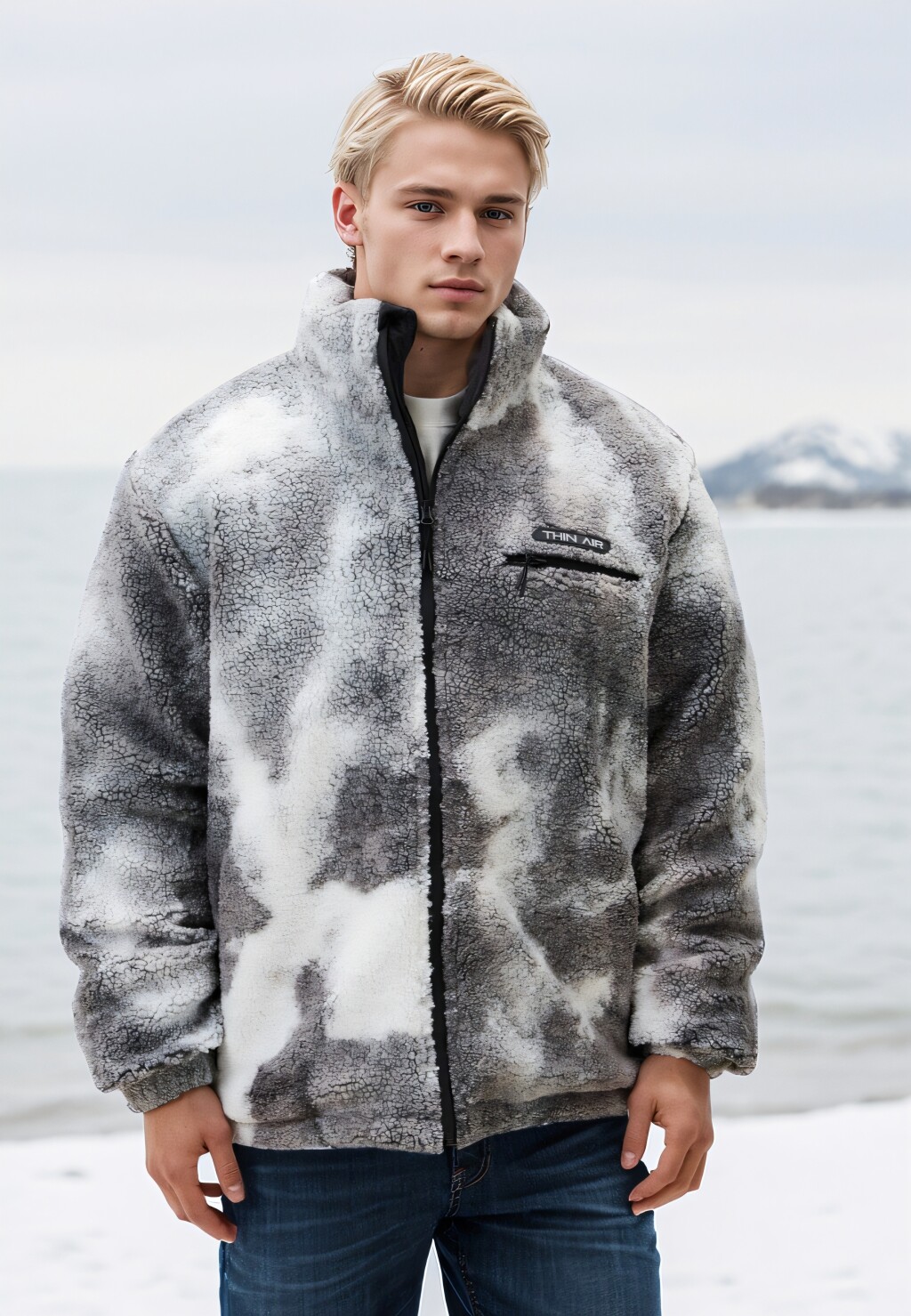 Куртка из искусственного меха с принтом - цвет белый - 11