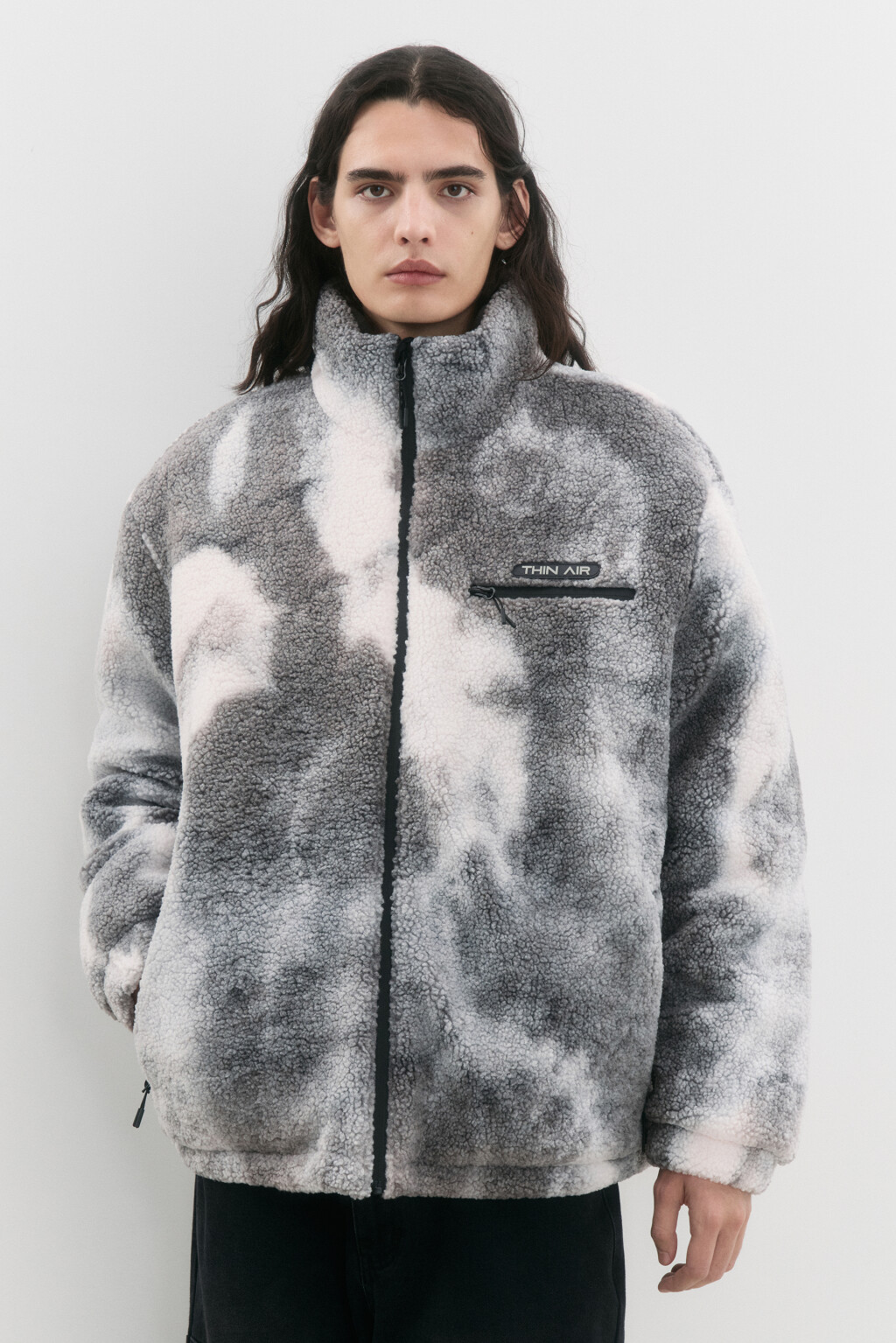 Куртка из искусственного меха с принтом - цвет белый - 4