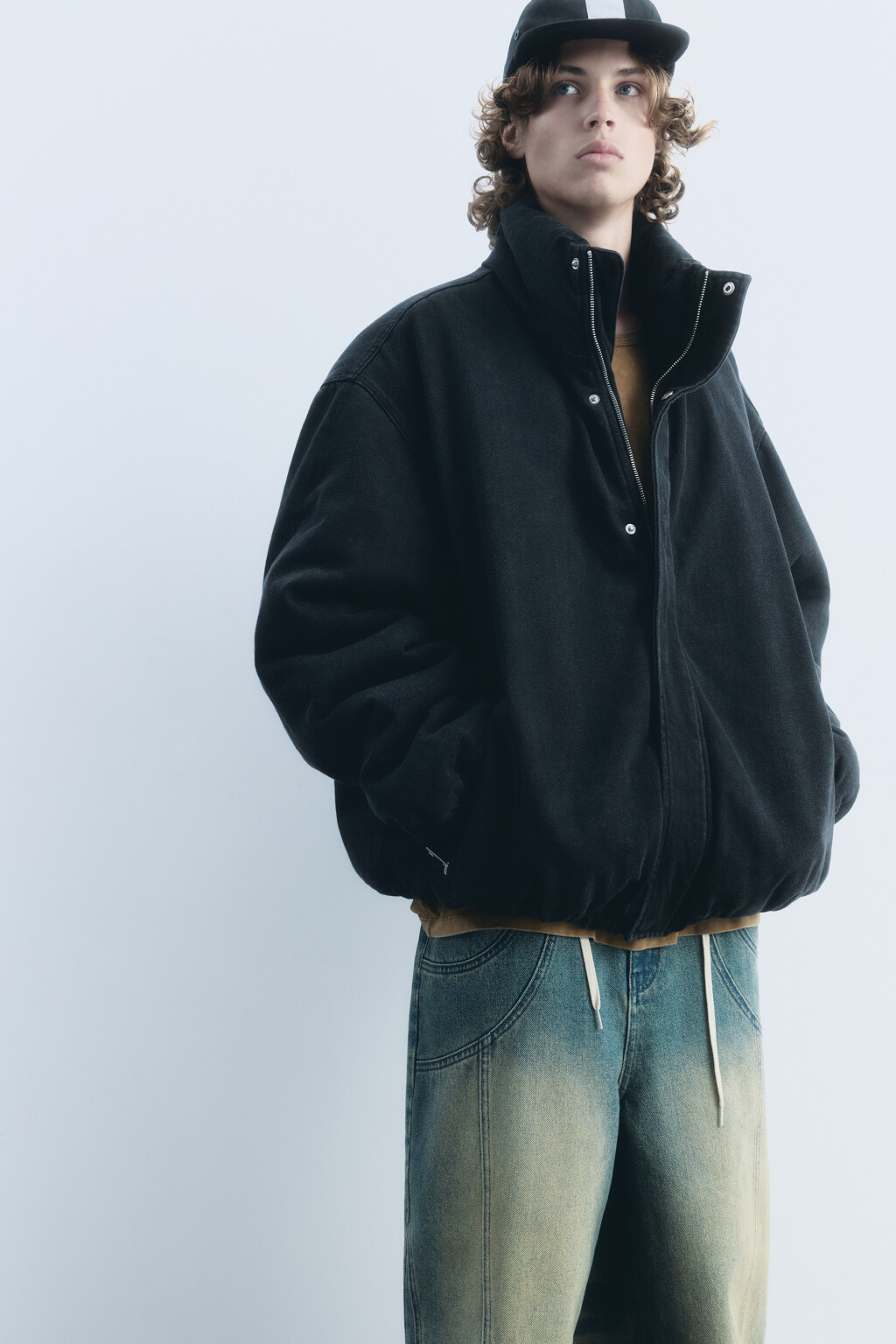 Куртка-бомбер утепленная с вареным эффектом - цвет голубой - 2