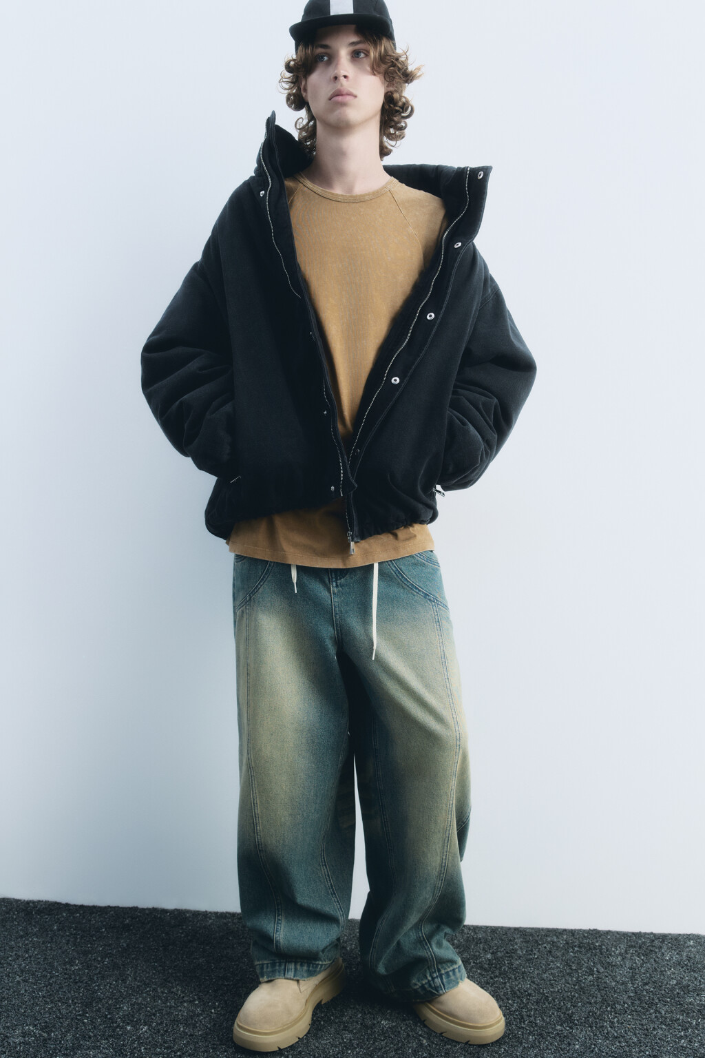 Куртка-бомбер утепленная с вареным эффектом - цвет голубой - 1