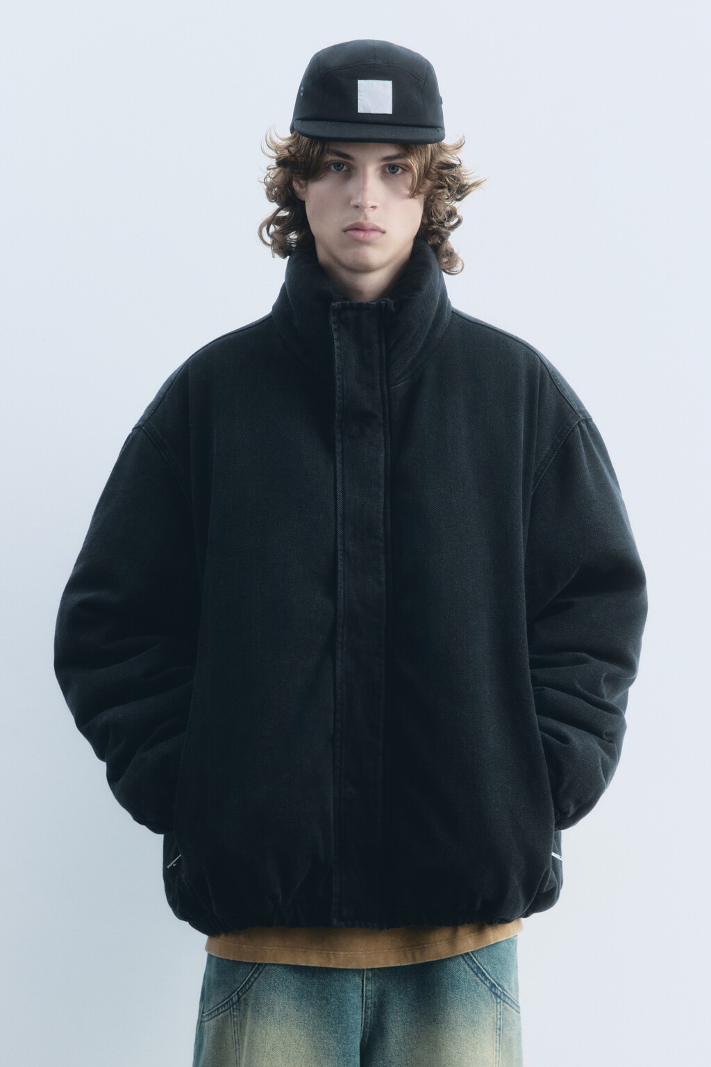 Куртка-бомбер утепленная с вареным эффектом - цвет голубой - 3