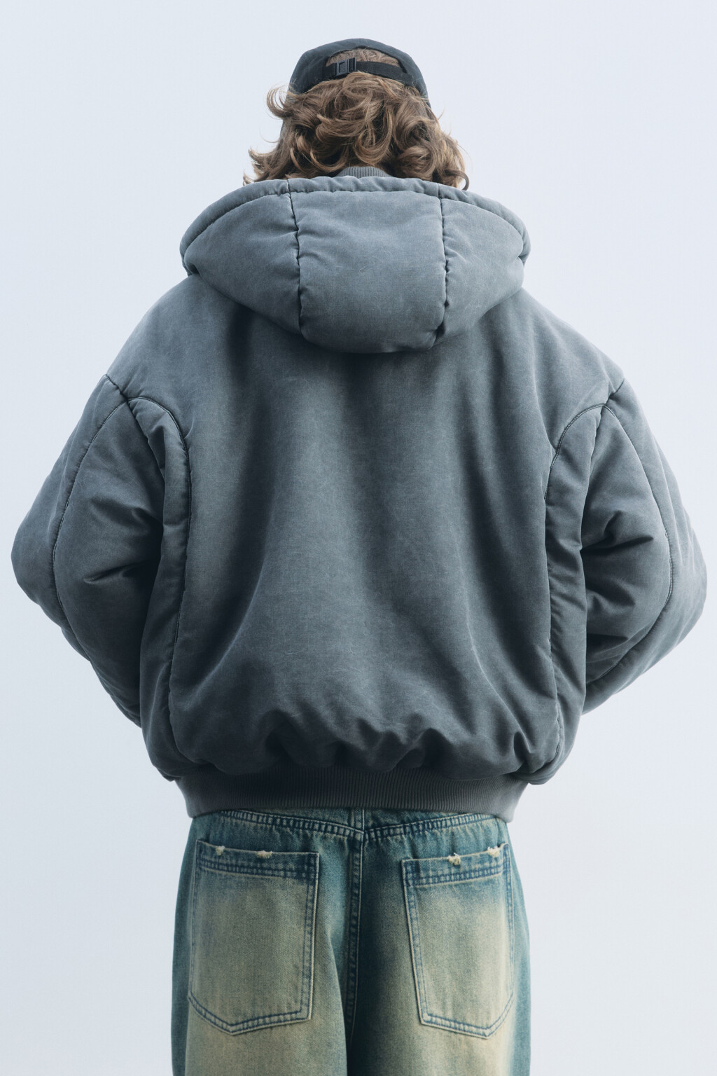 Куртка-бомбер с капюшоном и вареным эффектом - цвет серый - 5