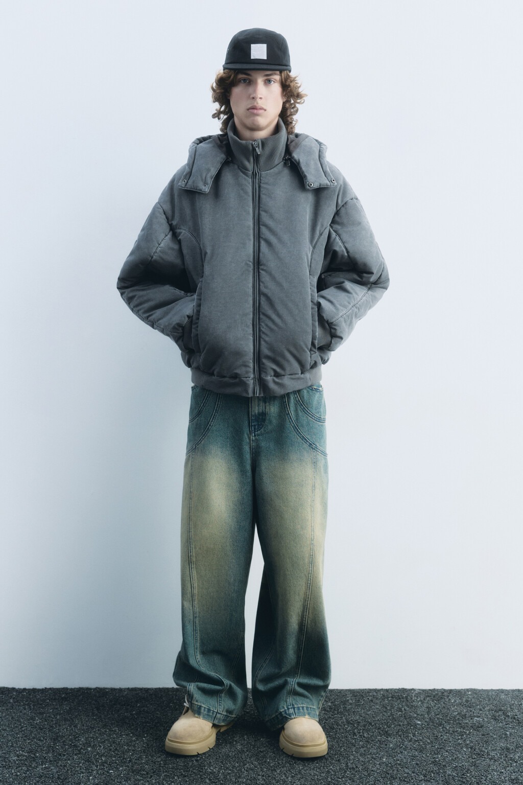 Куртка-бомбер с капюшоном и вареным эффектом - цвет серый - 6