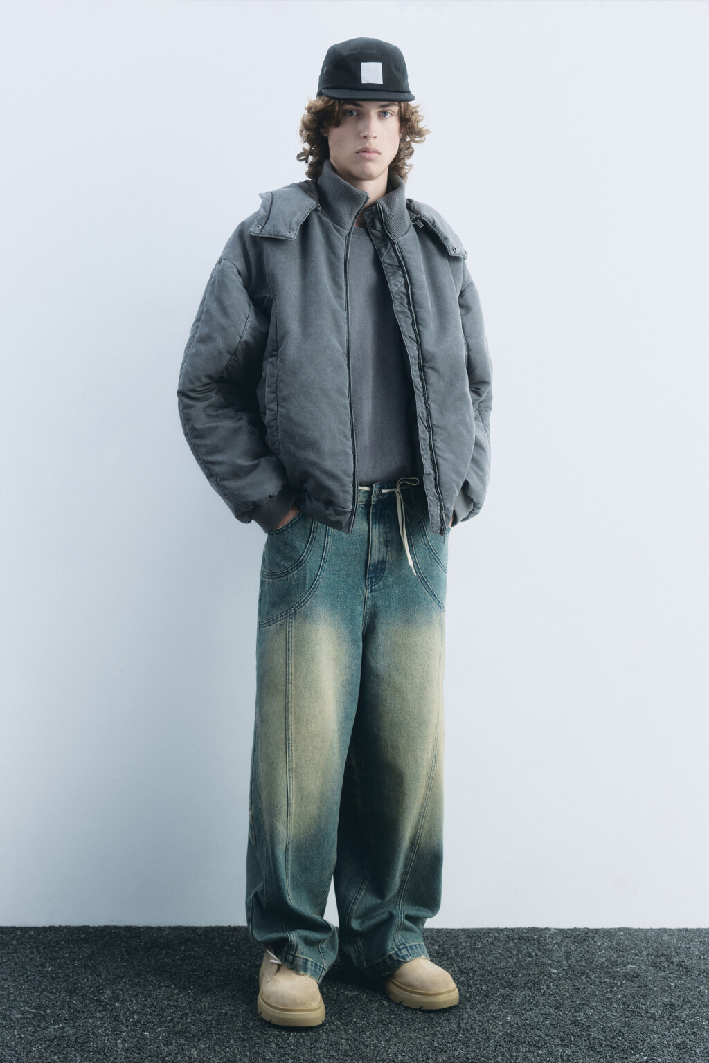 Куртка-бомбер с капюшоном и вареным эффектом - цвет серый - 7