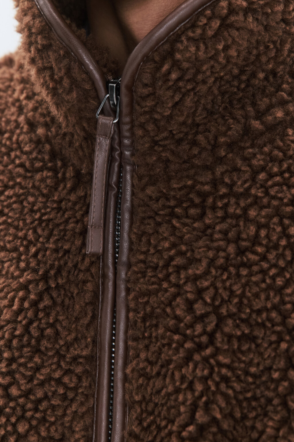 Куртка-чебурашка oversize с воротником-стойкой - цвет коричневый - 6