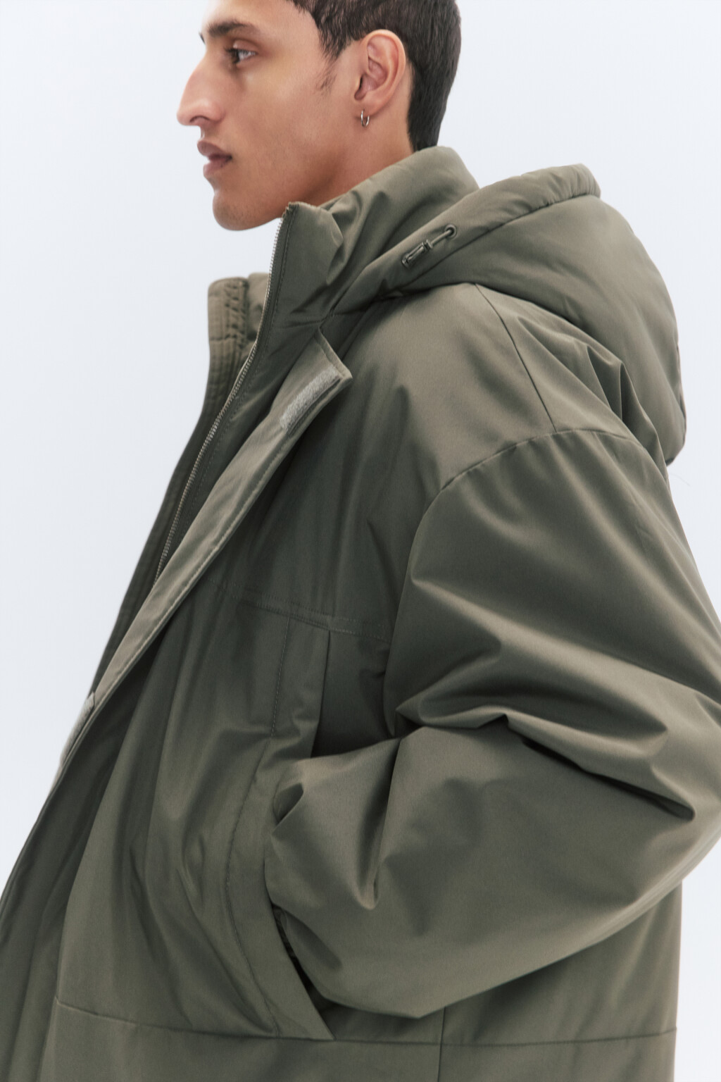 Куртка-парка длинная утепленная с капюшоном - цвет зеленый - 5