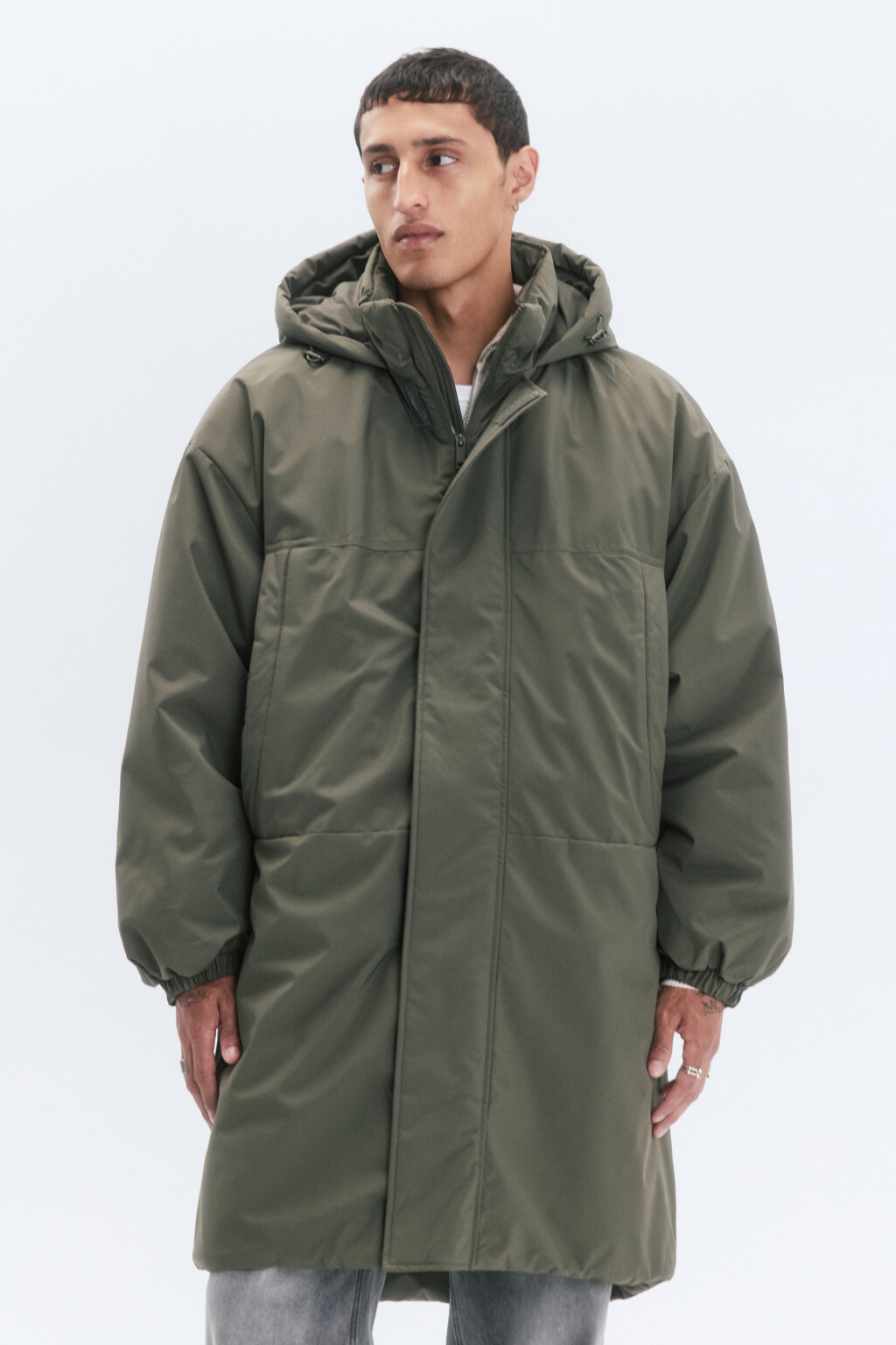 Куртка-парка длинная утепленная с капюшоном - цвет зеленый - 2