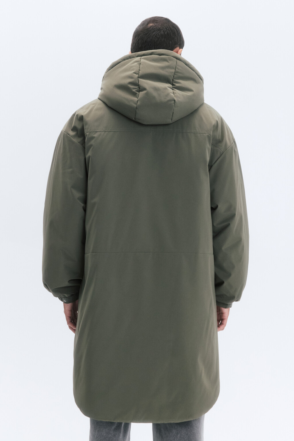 Куртка-парка длинная утепленная с капюшоном - цвет зеленый - 4
