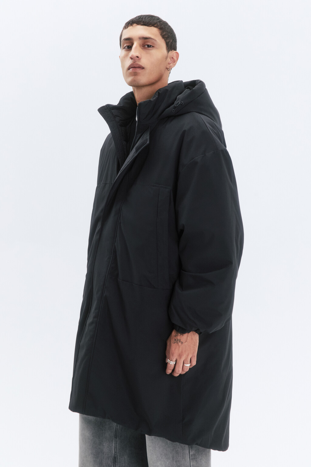 Куртка-парка длинная утепленная с капюшоном - цвет черный - 3