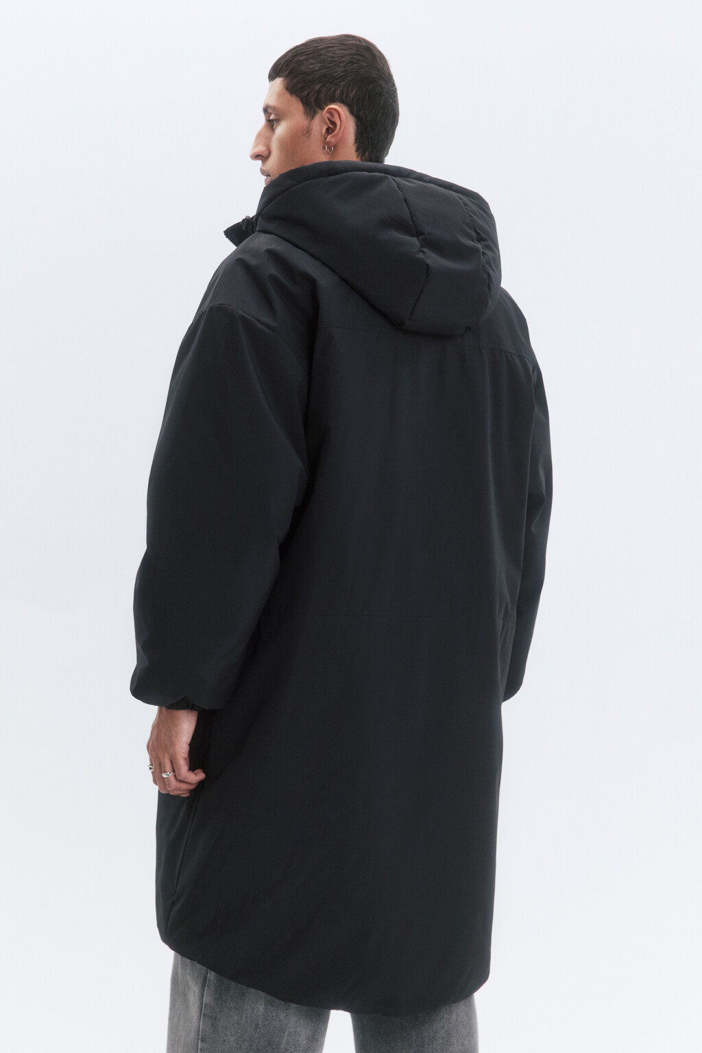 Куртка-парка длинная утепленная с капюшоном - цвет черный - 4