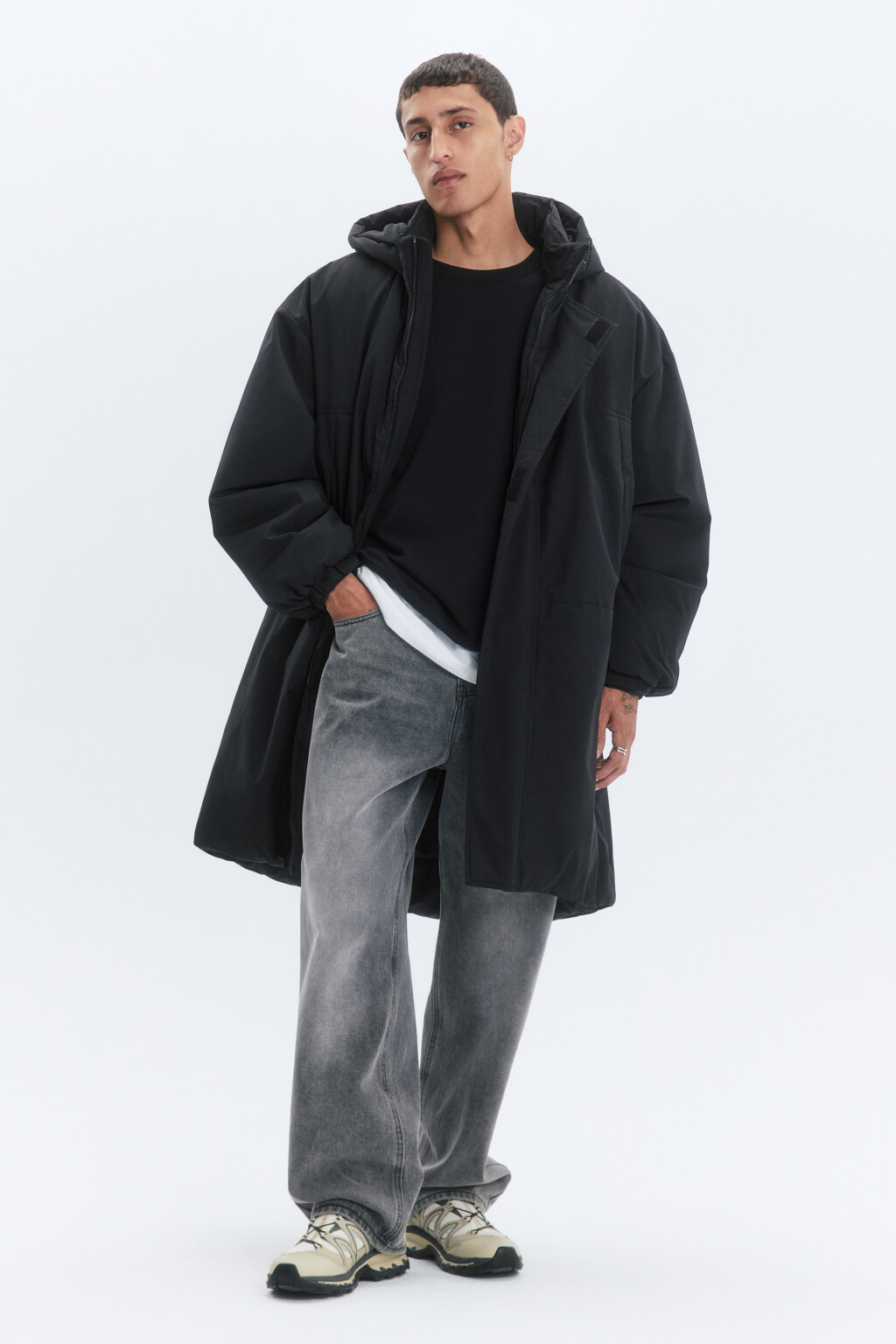 Куртка-парка длинная утепленная с капюшоном - цвет черный - 5