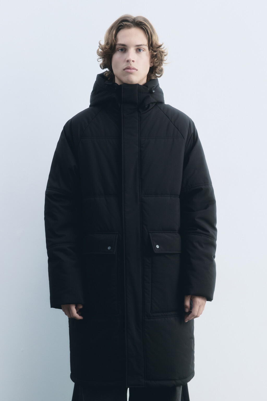 Куртка стеганая удлиненная с надписью - цвет черный - 3