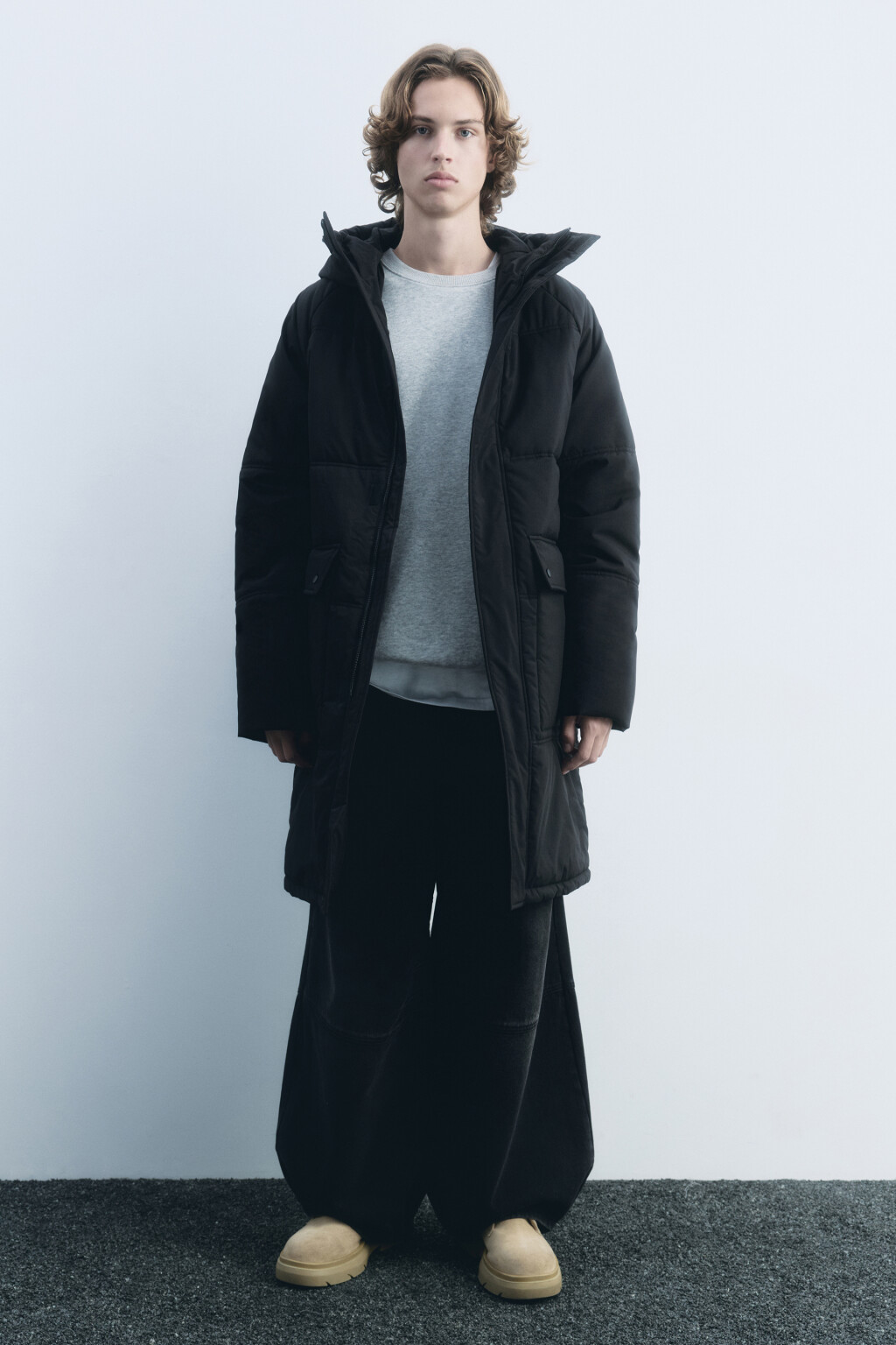 Куртка стеганая удлиненная с надписью - цвет черный - 6