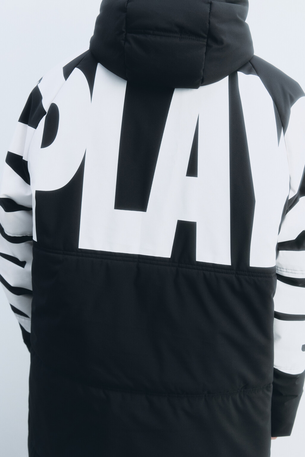 Куртка стеганая удлиненная с надписью - цвет черный - 8