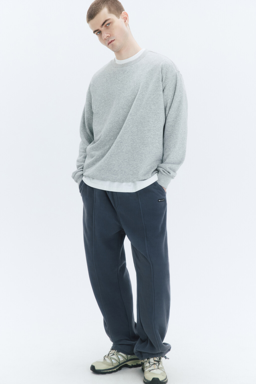 Брюки-джоггеры теплые из флиса - цвет серый - 1