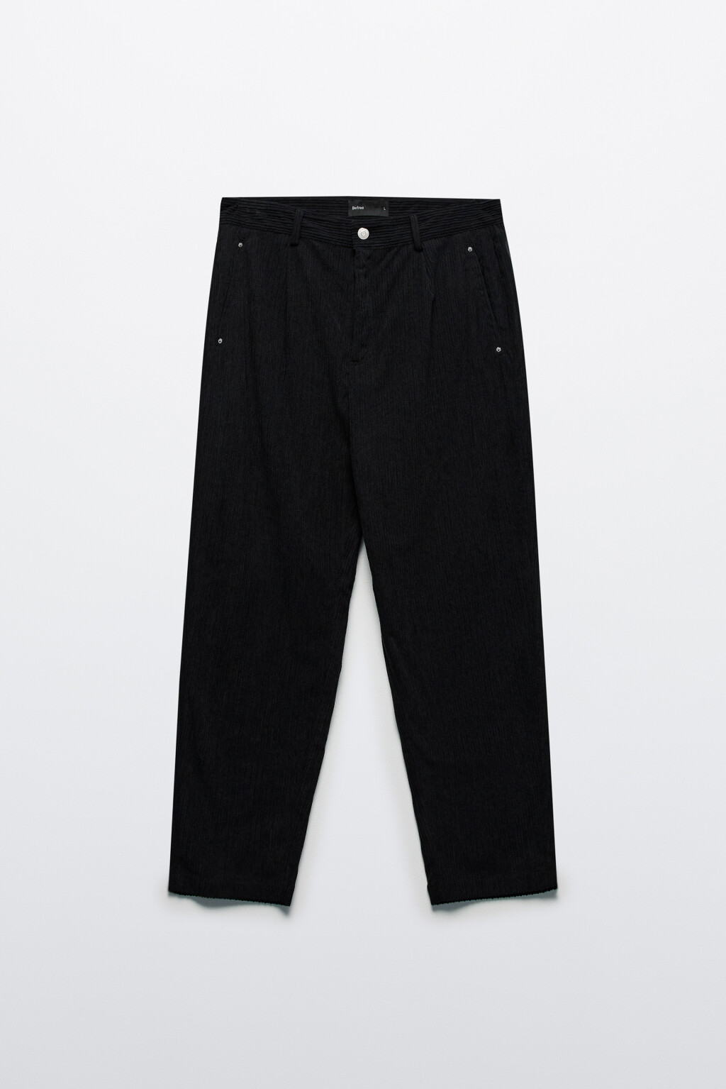 Брюки-бананы широкие из вельветовой ткани - цвет черный - 8