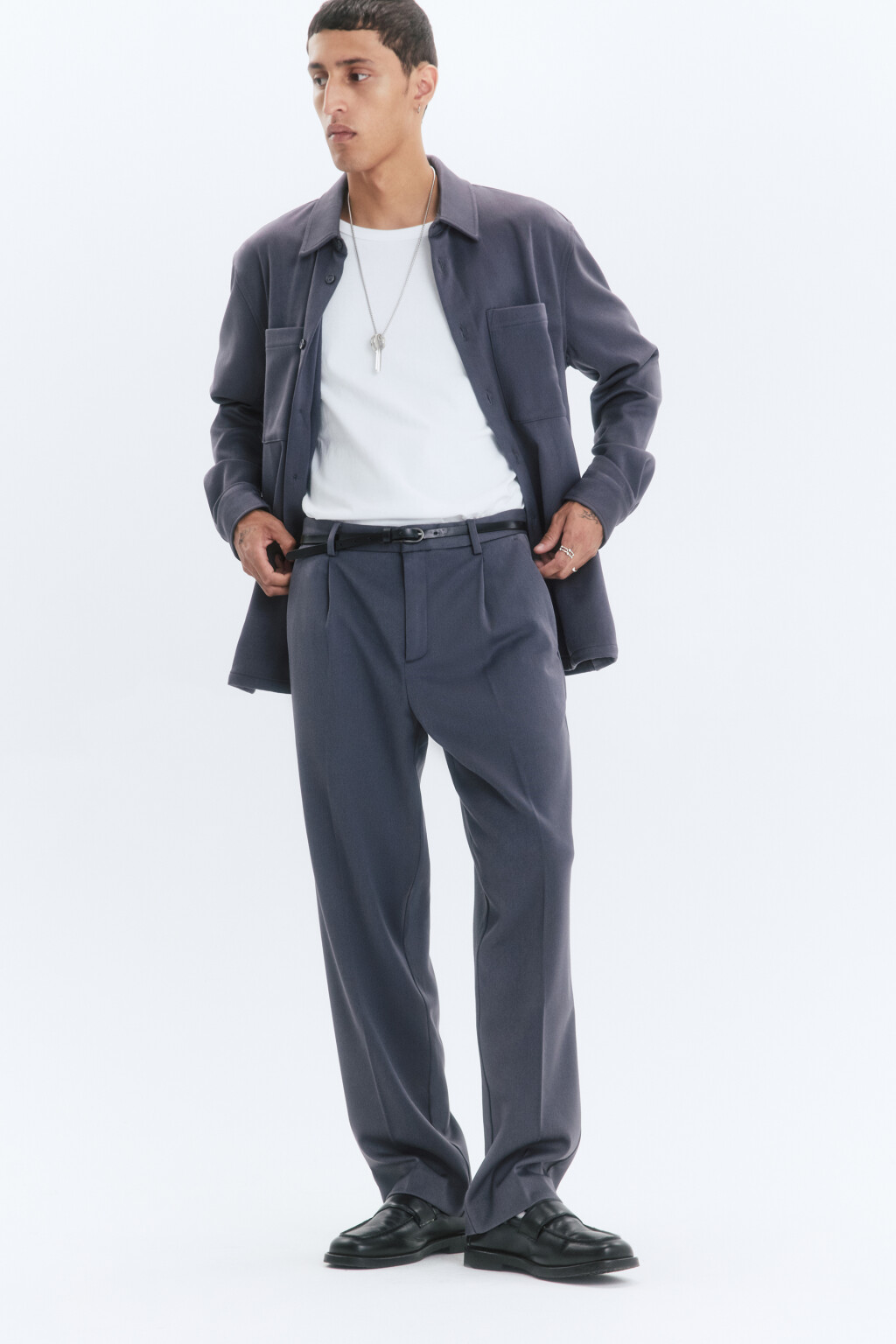 Брюки костюмные утепленные с начесом - цвет серый - 1