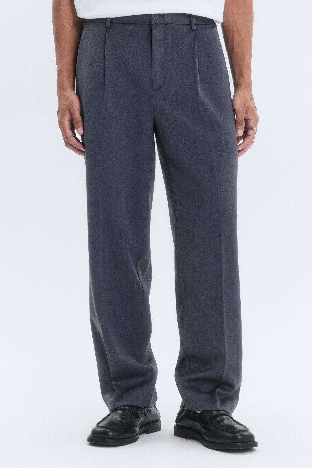 Брюки костюмные утепленные с начесом - цвет серый - 2