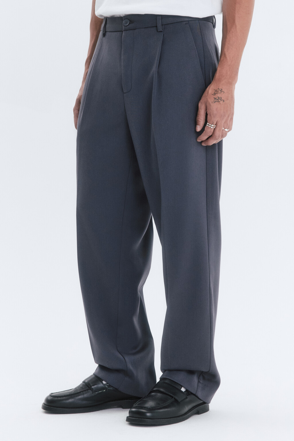 Брюки костюмные утепленные с начесом - цвет серый - 3