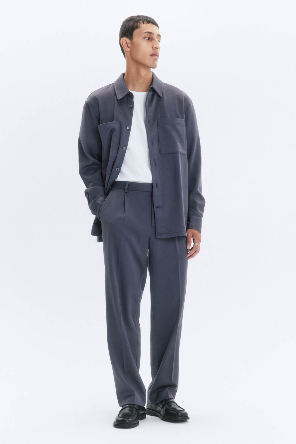 Брюки костюмные утепленные с начесом - цвет серый - 5