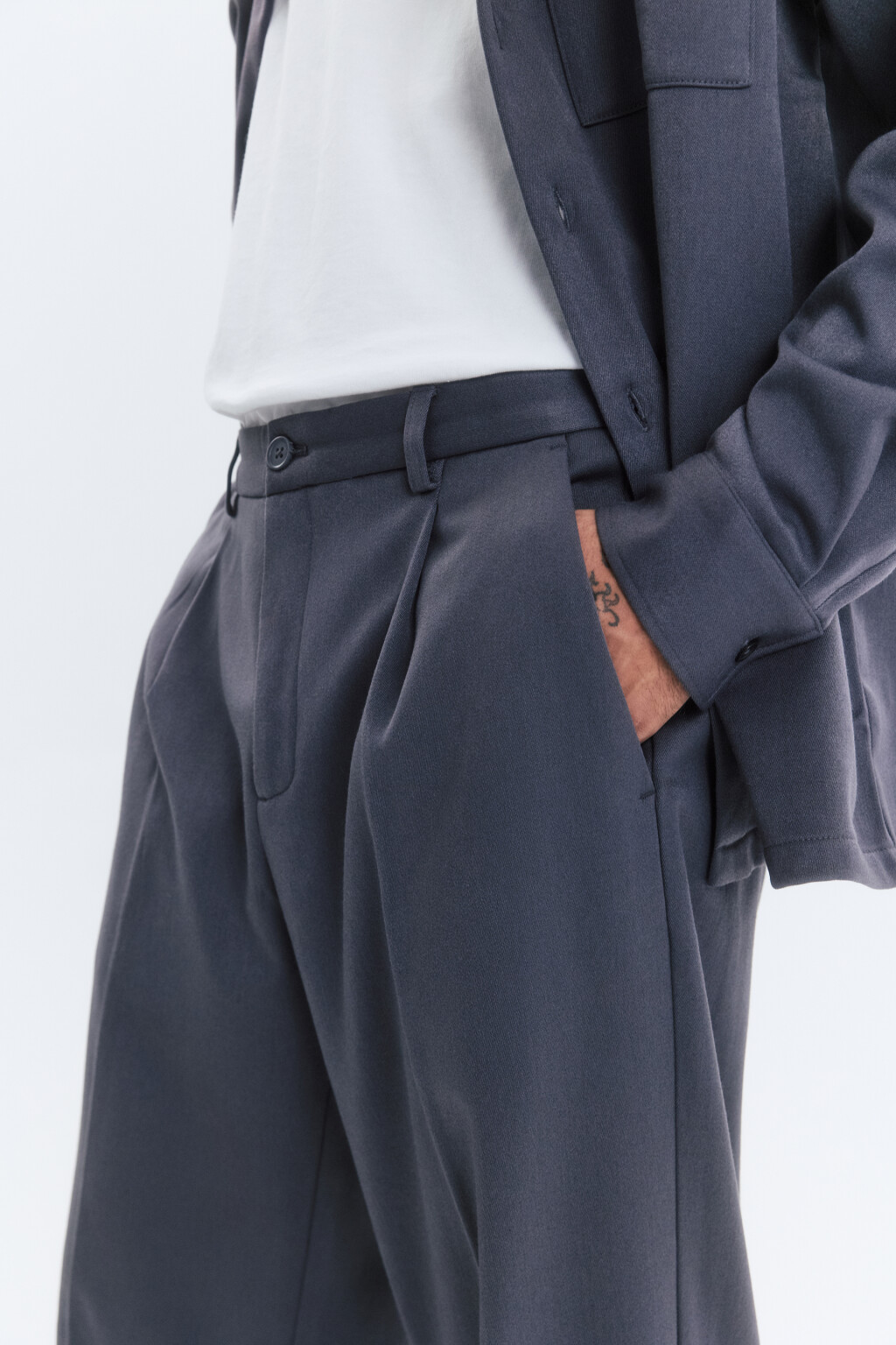 Брюки костюмные утепленные с начесом - цвет серый - 7