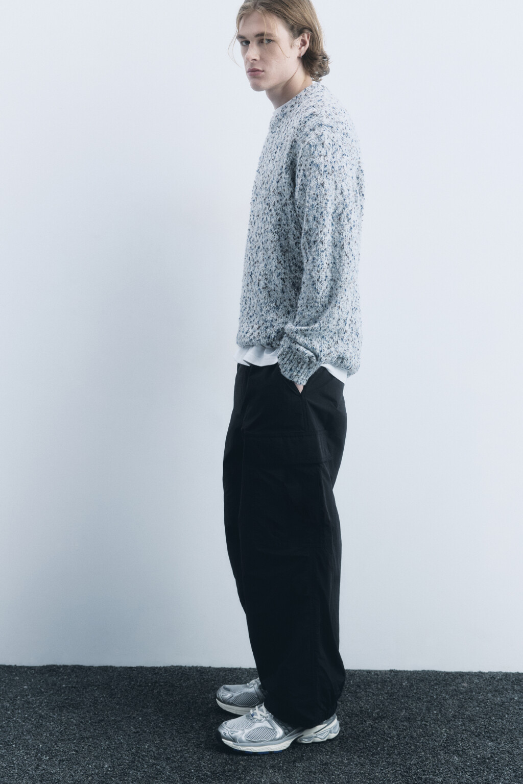 Брюки-парашюты широкие утепленные - цвет черный - 2