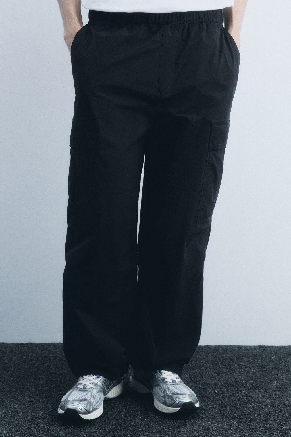 Брюки-парашюты широкие утепленные - цвет черный - 3