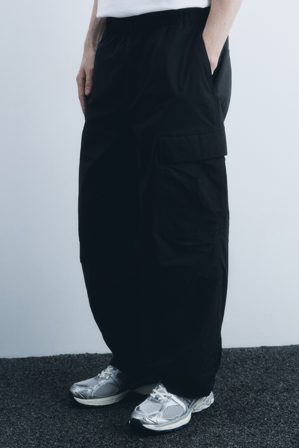 Брюки-парашюты широкие утепленные - цвет черный - 4