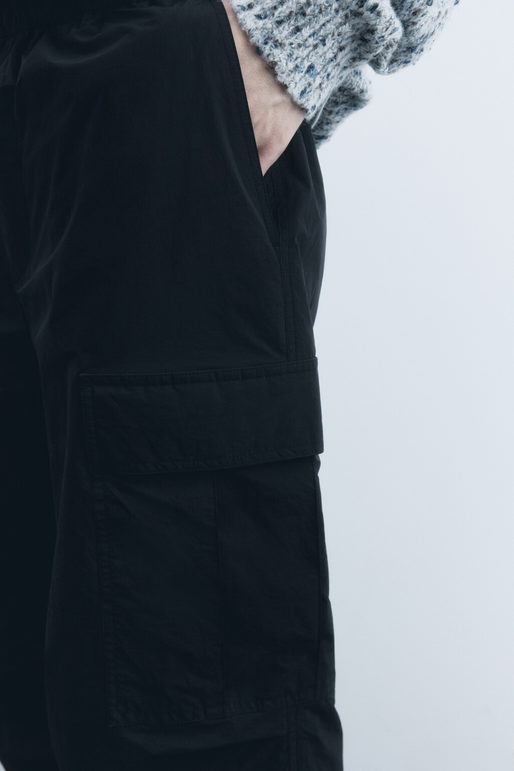 Брюки-парашюты широкие утепленные - цвет черный - 8