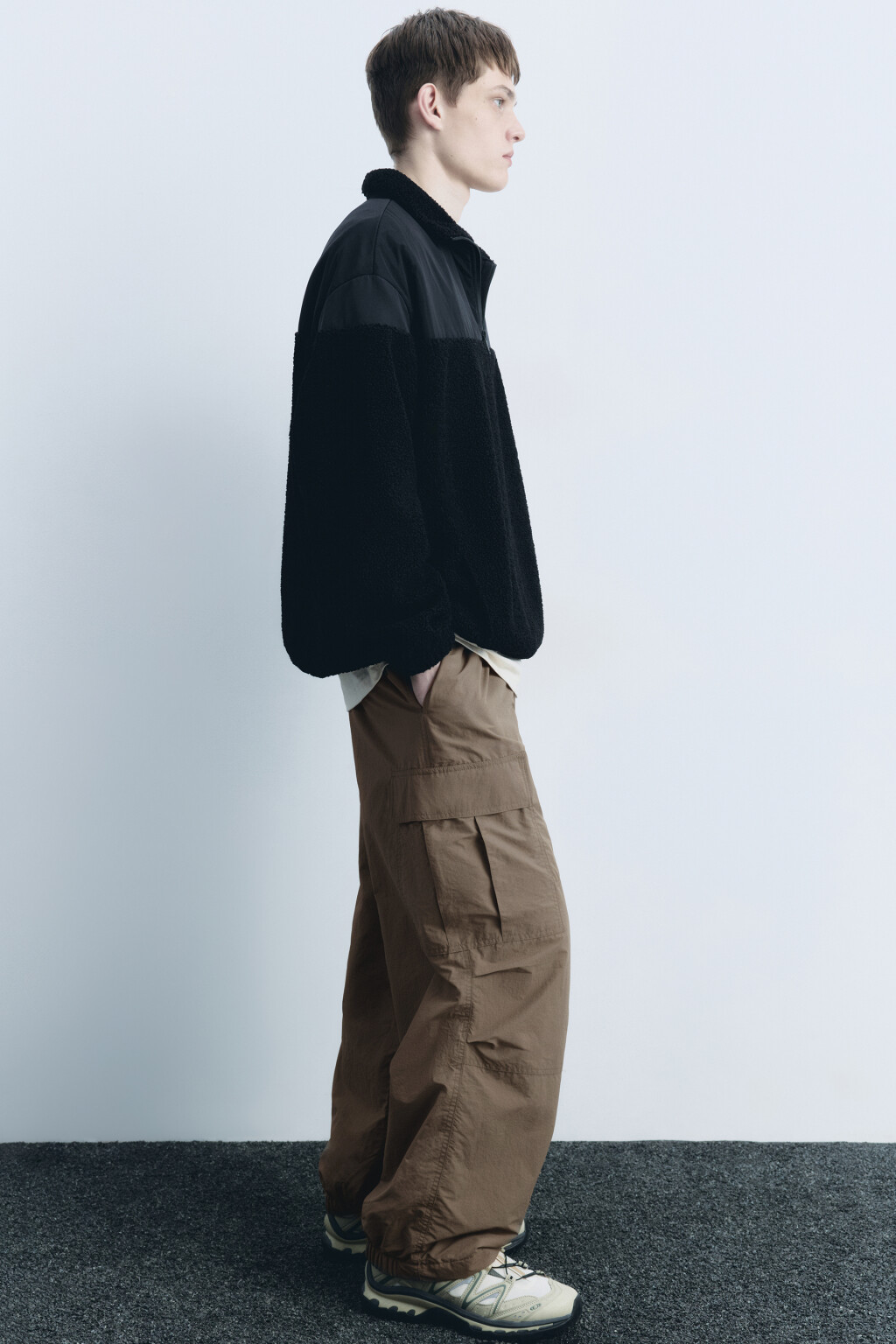 Брюки-парашюты широкие утепленные - цвет коричневый - 1