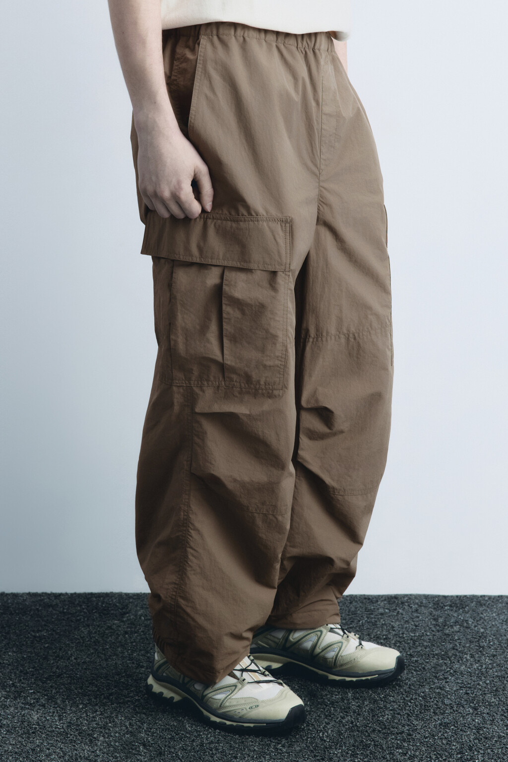 Брюки-парашюты широкие утепленные - цвет коричневый - 3