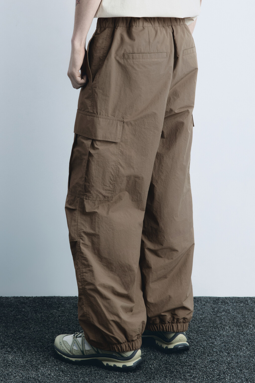 Брюки-парашюты широкие утепленные - цвет коричневый - 4