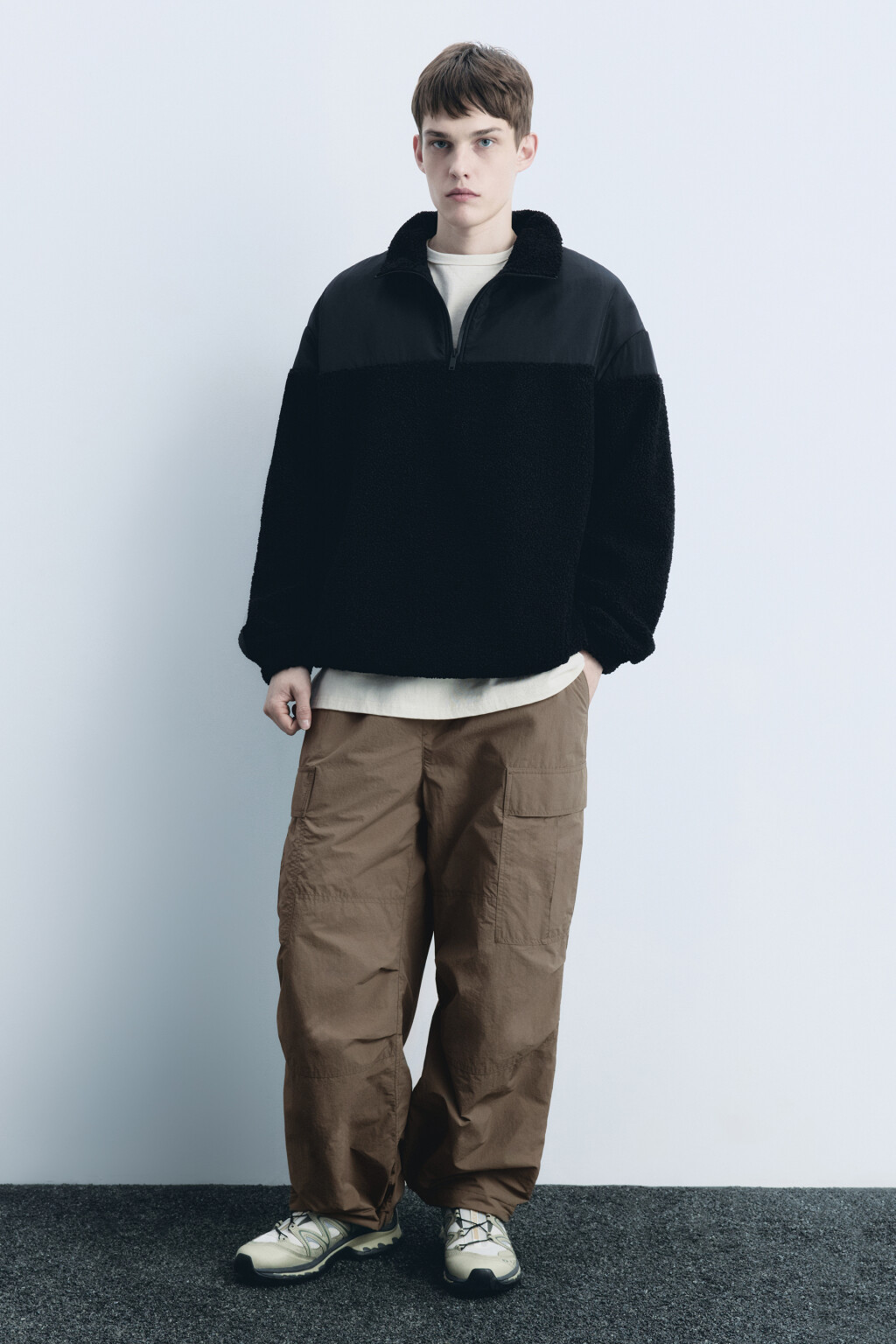 Брюки-парашюты широкие утепленные - цвет коричневый - 5