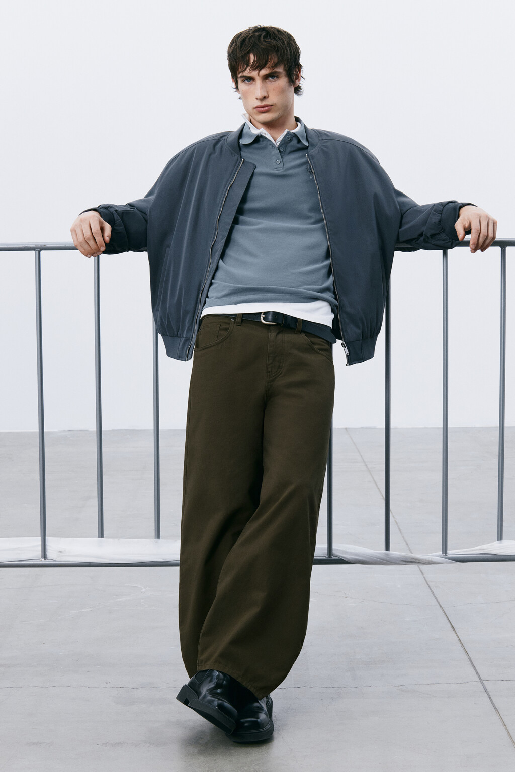 Брюки skater fit широкие хлопковые - цвет зеленый - 1