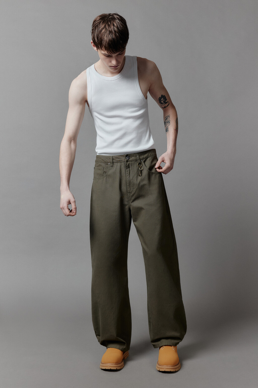 Брюки skater fit широкие хлопковые - цвет зеленый - 7