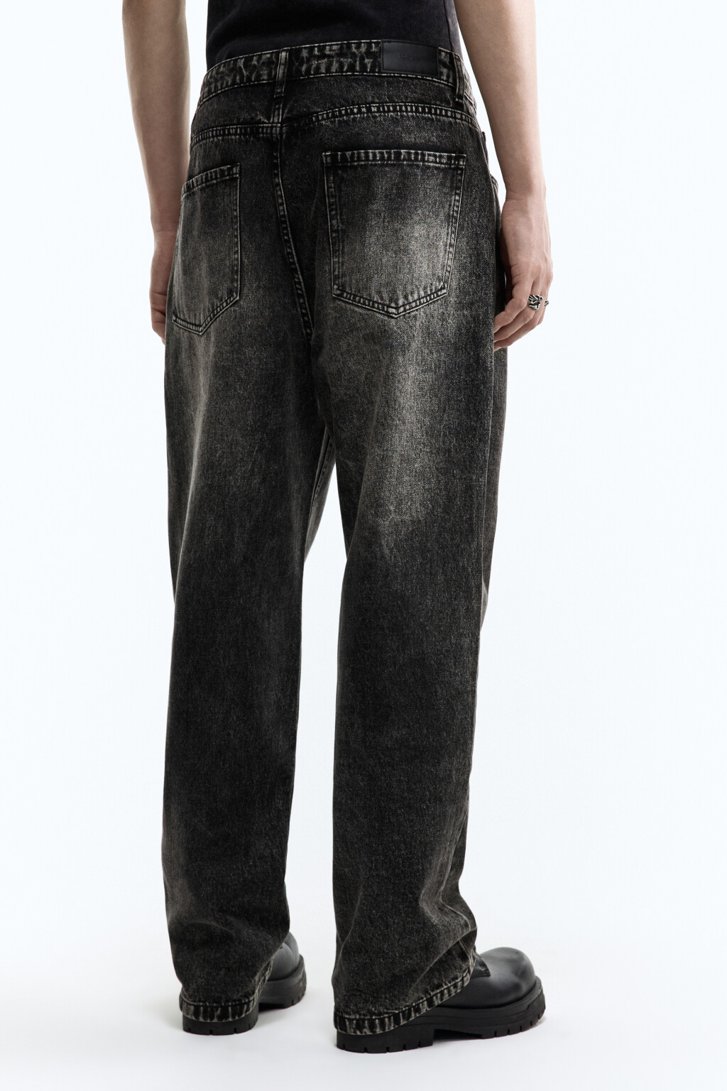 Джинсы широкие со средней посадкой - цвет серый - 4