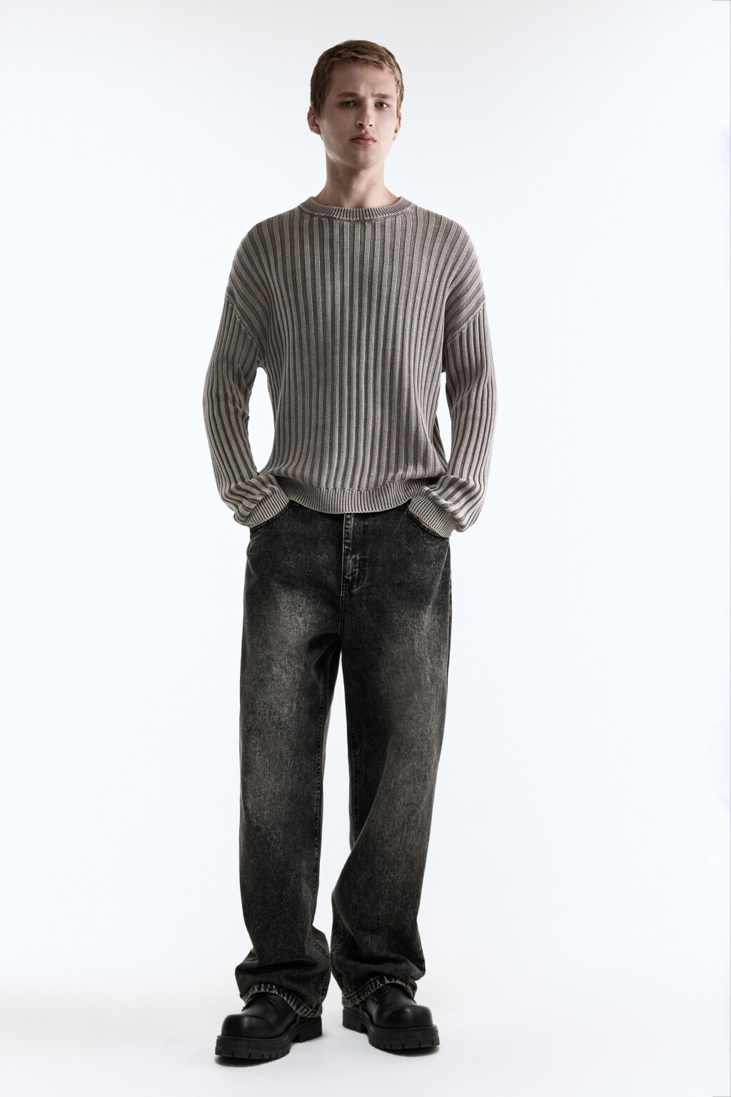 Джинсы широкие со средней посадкой - цвет серый - 5