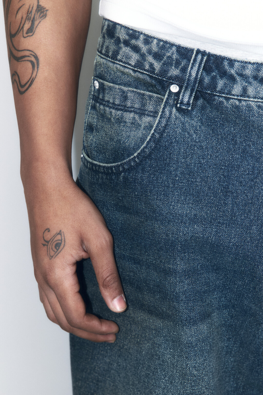 Джинсы baggy fit экстраширокие с вышивкой - цвет синий - 5