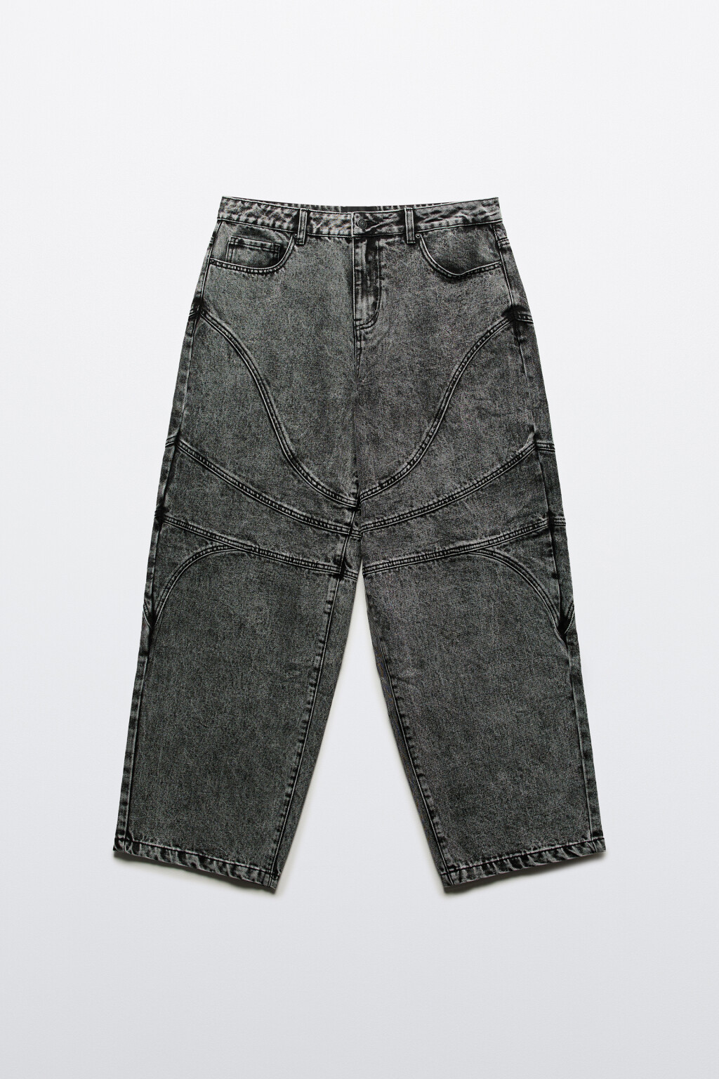 Джинсы baggy fit с декоративными швами - цвет серый - 8