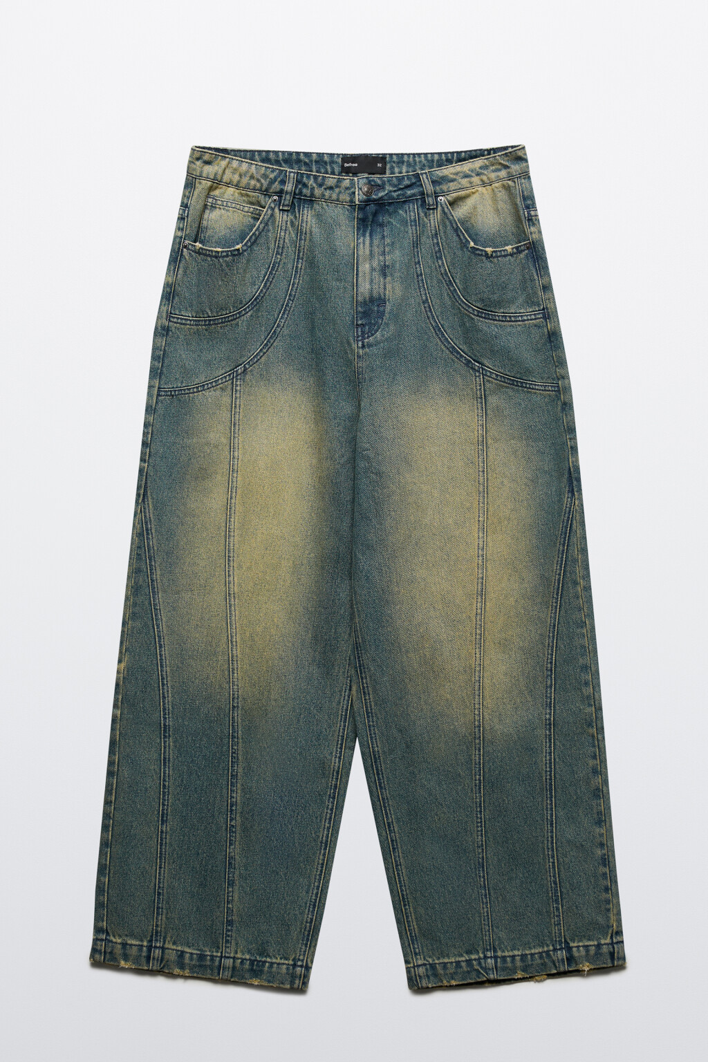 Джинсы широкие с эффектом масляной стирки - цвет голубой - 10